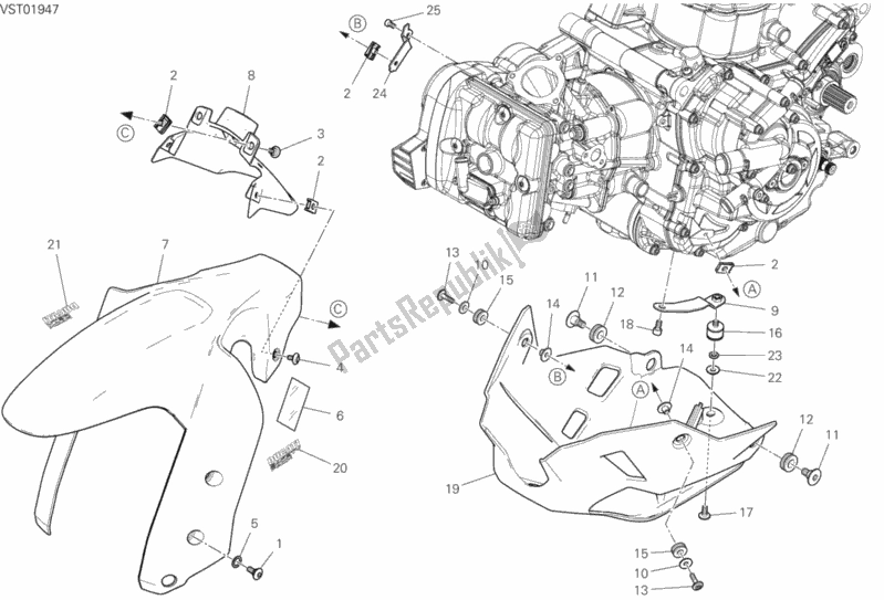 All parts for the 34b - Fairing of the Ducati Multistrada 950 S USA 2020